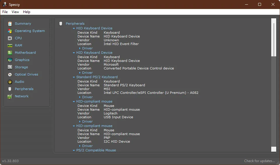 Speccy RAM module specifications