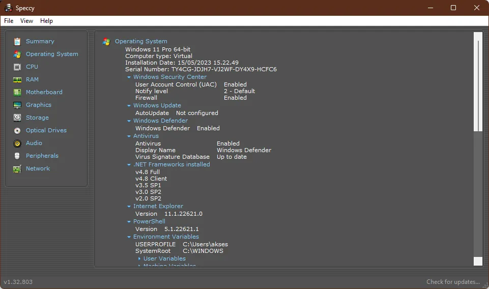 Speccy graphics card details