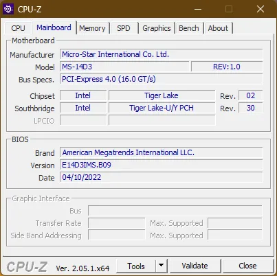 CPU-Z memory type and timings display