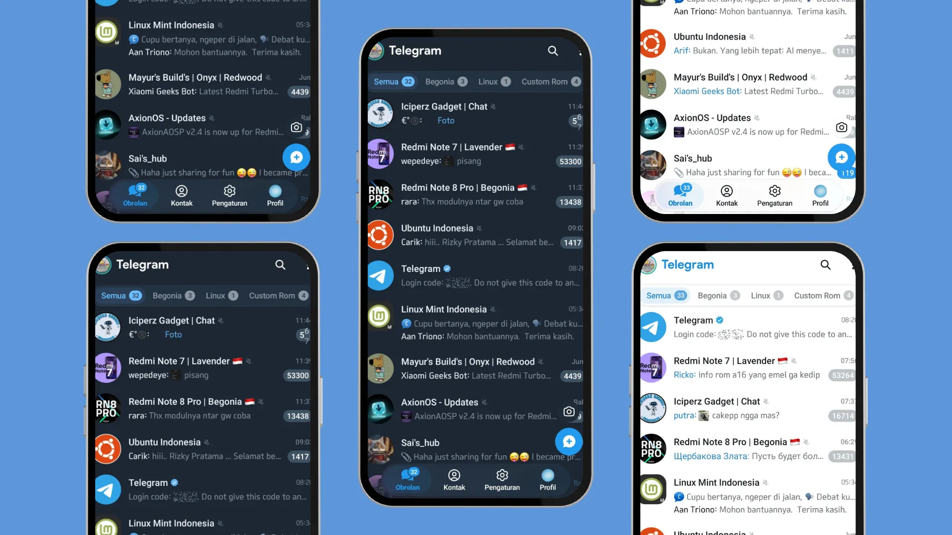 New bottom navigation bar on Telegram for Android