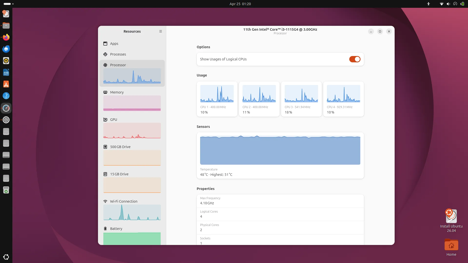 Resources system monitor baru menggantikan GNOME System Monitor di Ubuntu 26.04