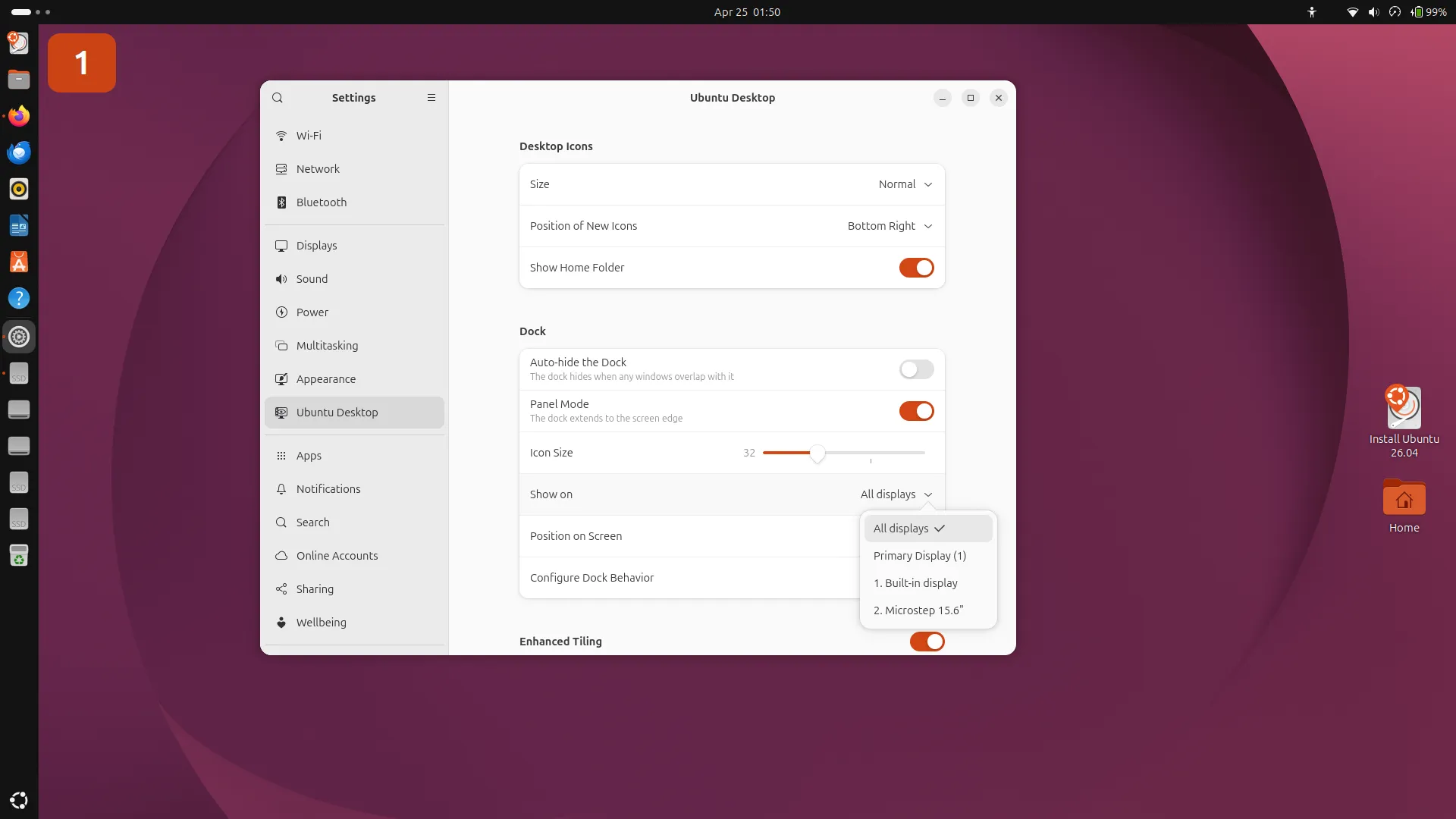 Tampilan notifikasi Ubuntu 26.04 dengan teks bold yang lebih kontras