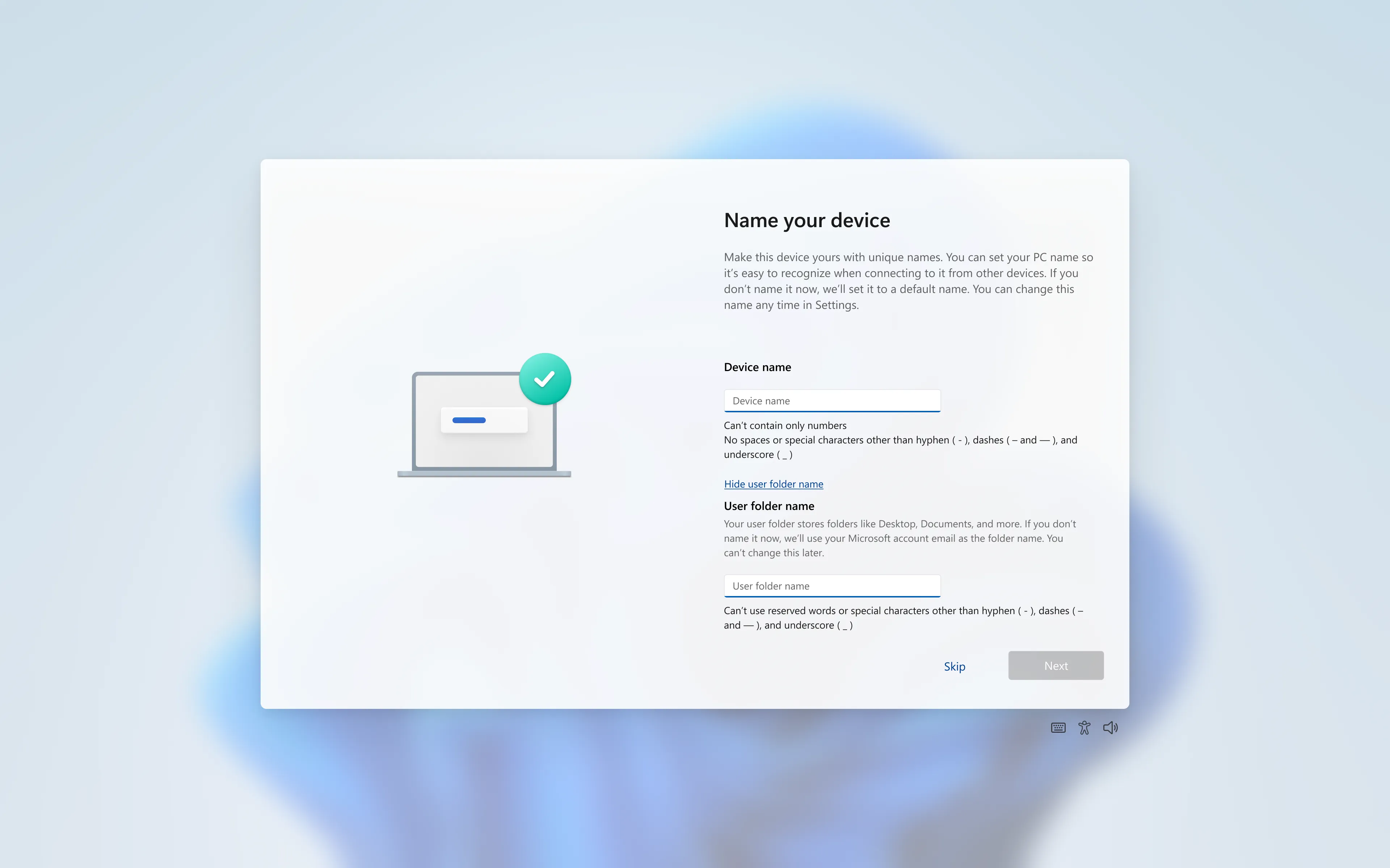 Windows Settings User Folder Name