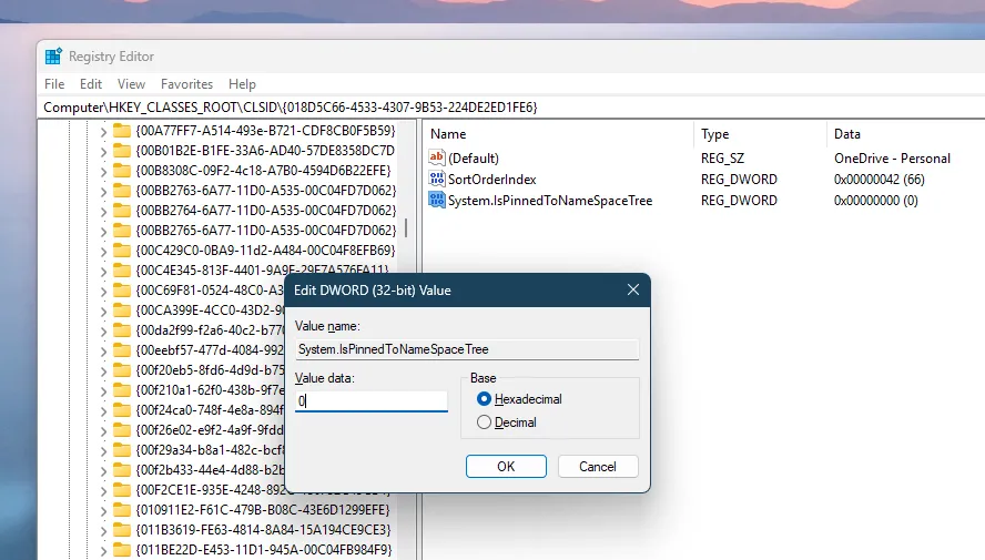 Changing the pinning value to 0