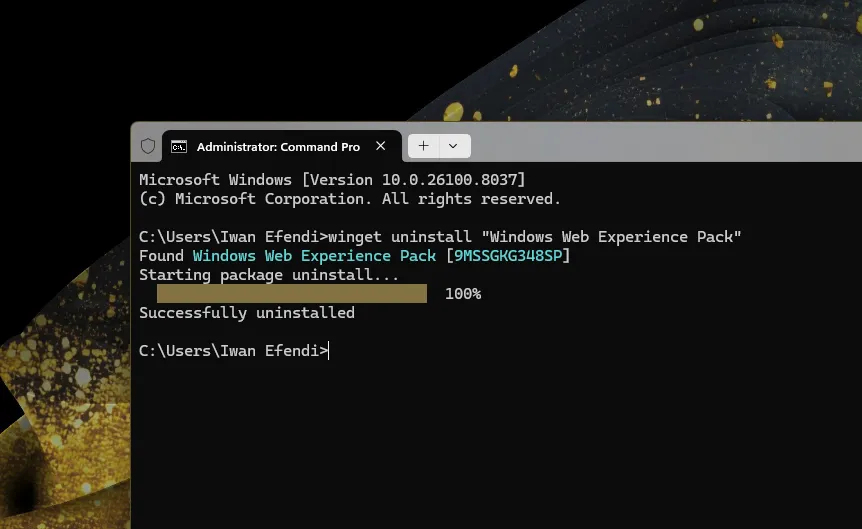 Screenshot menghapus Microsoft Widget dari taskbar di Windows 11